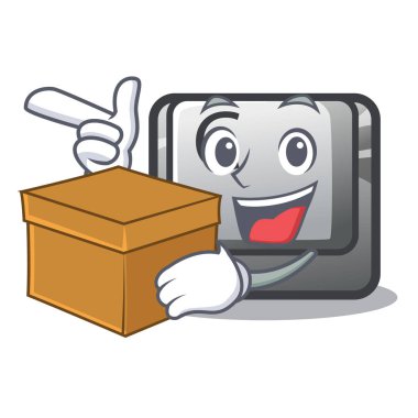 Maskot şeklinde bir kutu düğmesi var.