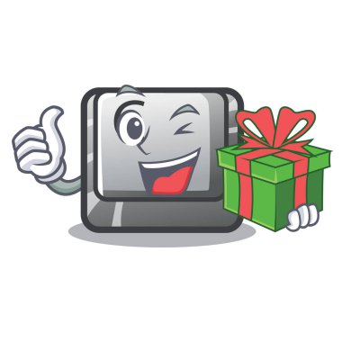 Hediye düğmesi C karikatürde izole edilmiş