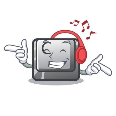 Dinleme müzik düğmesi C karikatür izole