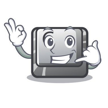 Karikatür bilgisayara yüklü C düğmesi beni arayın