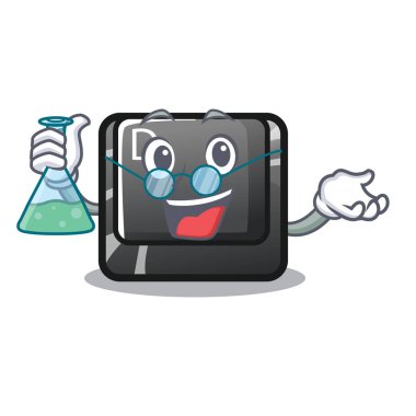 Profesör düğmesi D karikatür izole