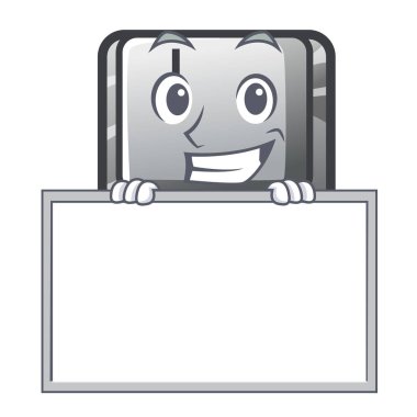 Bir klavye maskotu üzerinde tahta düğmesi I ile grinning