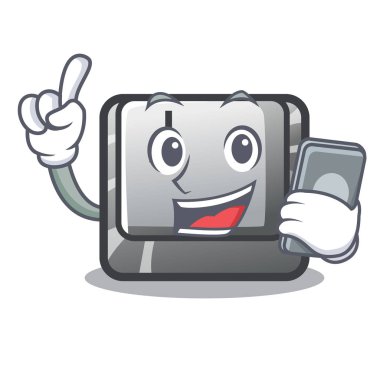 Çizgi film bilgisayarına telefon düğmesi takılmış.