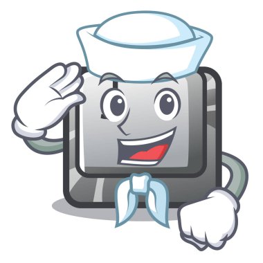 Denizci düğmesi J karikatür bilgisayara yüklü