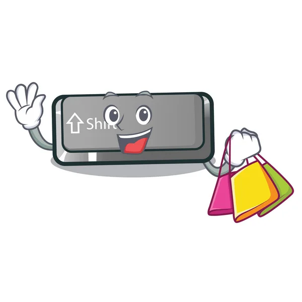 Déplacement du bouton Shopping sur une mascotte de clavier — Image vectorielle