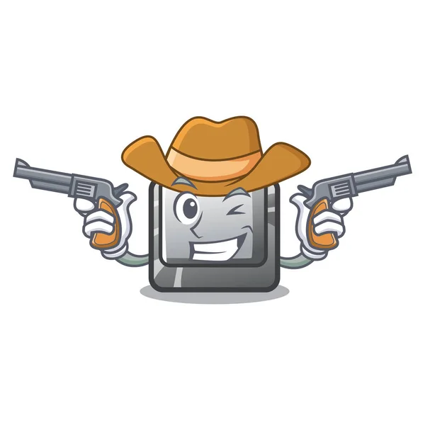 Cowboy button I on a keyboard mascot — Stock Vector