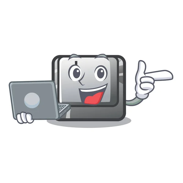 Con el botón de ordenador portátil I en una mascota del teclado — Archivo Imágenes Vectoriales