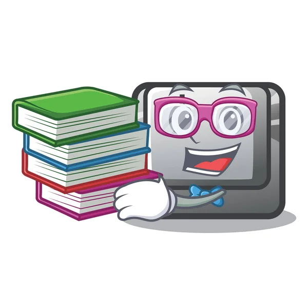 Estudiante con botón de libro aislado en la caricatura — Vector de stock