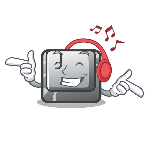 Écouter la musique bouton J sur un personnage d'ordinateur — Image vectorielle