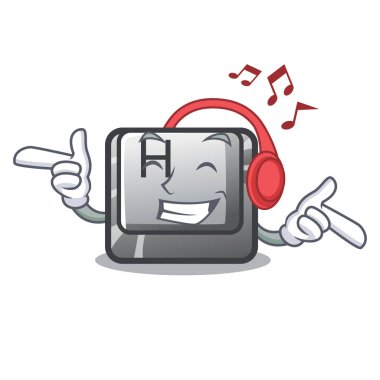 Dinleme müzik düğmesi H maskot ile izole