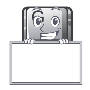 Karikatür izole tahta düğmesi G ile grinning