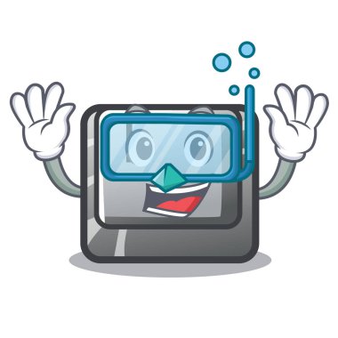 Dalgıç düğmesi F maskot izole