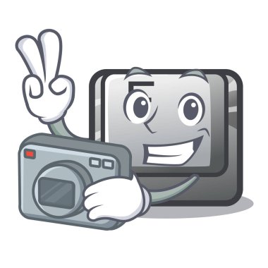 Fotoğrafçı düğmesi F karikatür bilgisayarda yüklü