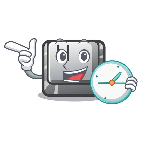 With clock button H in the shape cartoon — 스톡 벡터
