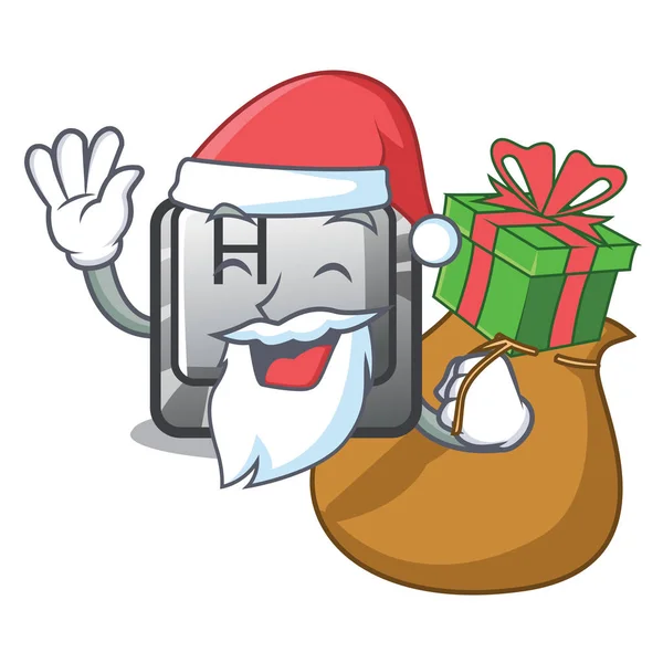 Weihnachtsmann mit Geschenkknopf h auf einem Charakter — Stockvektor