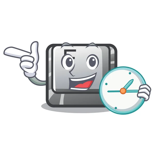 With clock button F isolated in the mascot — 스톡 벡터