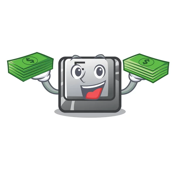 Avec bouton de sac d'argent F installé sur l'ordinateur de dessin animé — Image vectorielle