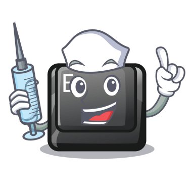 Hemşire E düğmesi karikatür klavyeye bağlı