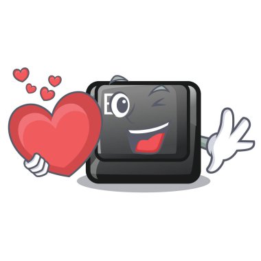 Kalp düğmesi E, maskot şeklinde.