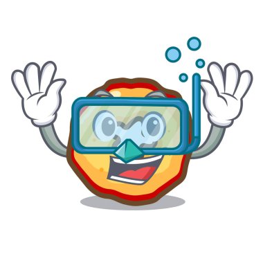 Maskot ile izole dalış elma cipsi