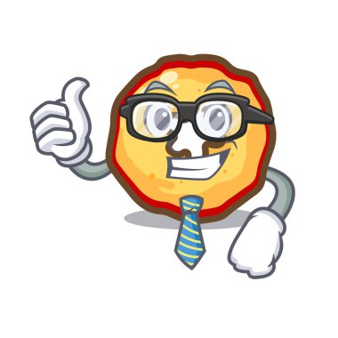 İşadamı elma cipsi maskot ile izole