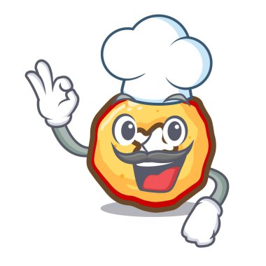 Şef elma cipsi maskot ile izole