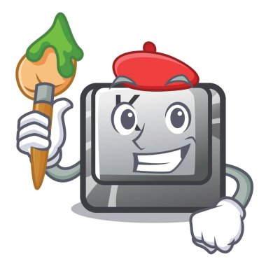 Sanatçı düğmesi K maskot ile izole