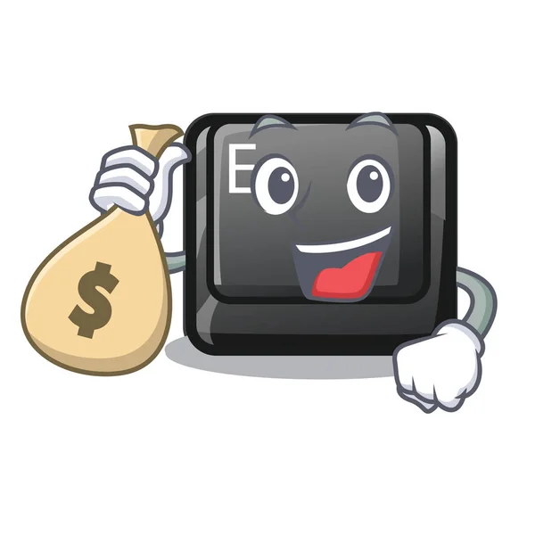 Avec bouton de sac d'argent E isolé avec le caractère — Image vectorielle
