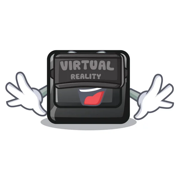 Bouton réalité virtuelle E en forme de mascotte — Image vectorielle
