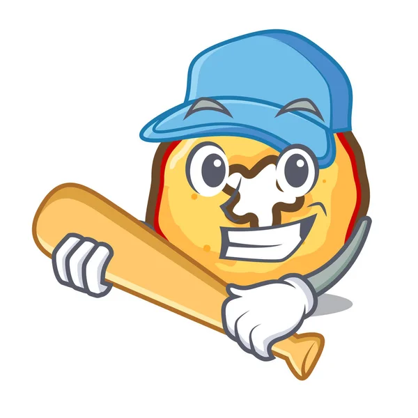 Jogar beisebol cartoon chips de maçã em uma tigela — Vetor de Stock
