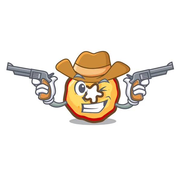 Cowboy karikatúra alma chipek egy tálba — Stock Vector