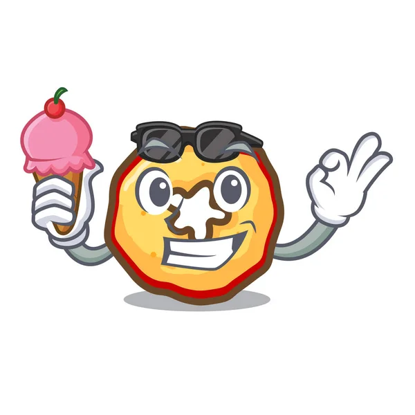 Com fritas de maçã de sorvete isoladas com a mascote —  Vetores de Stock