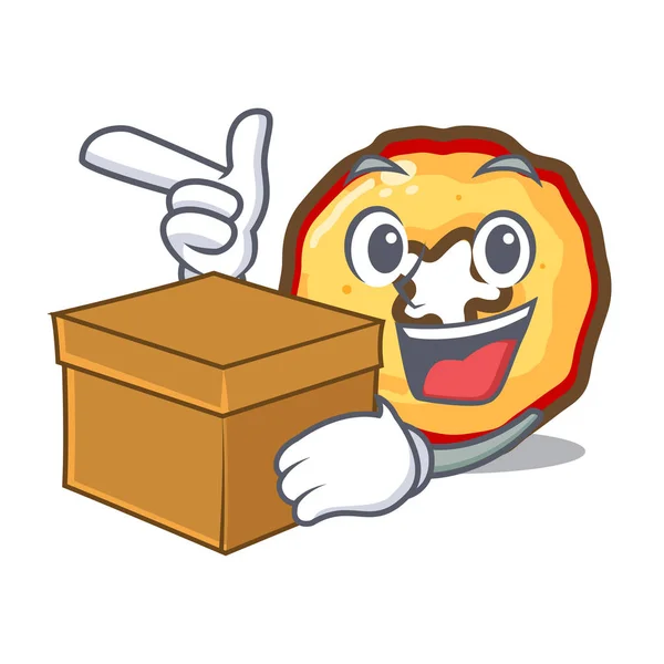 Com chips de maçã caixa isolada com a mascote — Vetor de Stock