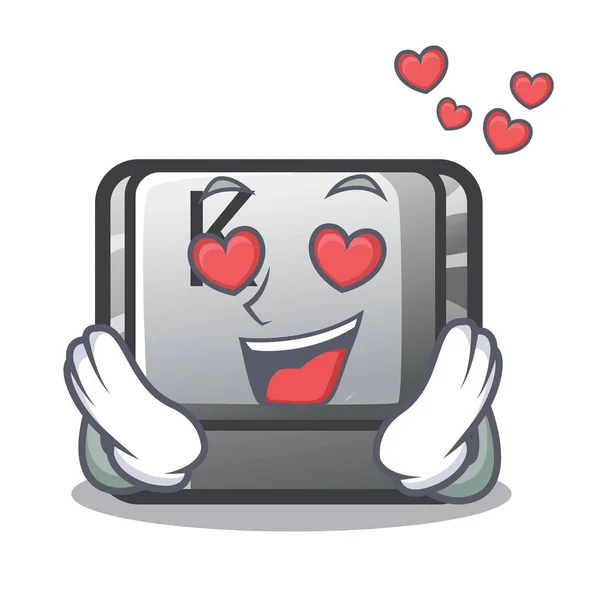 In Love button K op een personage computer — Stockvector