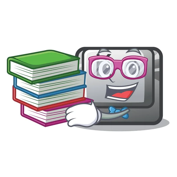 Étudiant avec bouton de livre K attaché au clavier de dessin animé — Image vectorielle