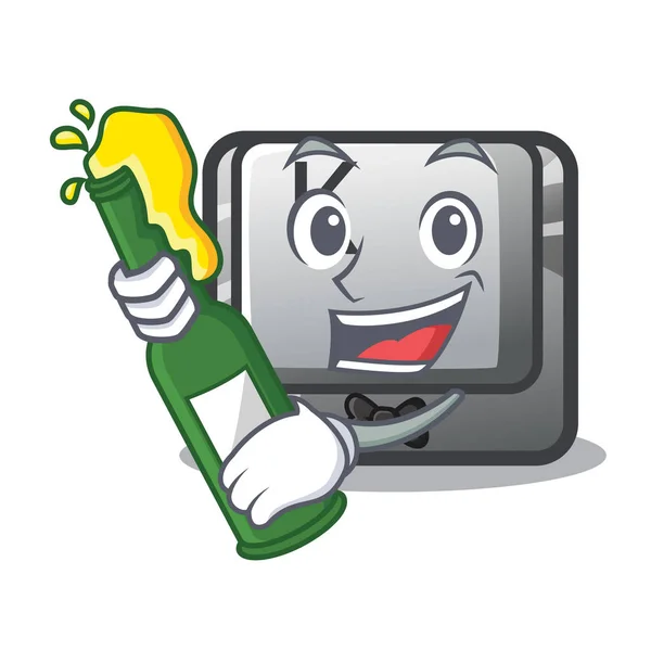 stock vector With beer button K attached to cartoon keyboard