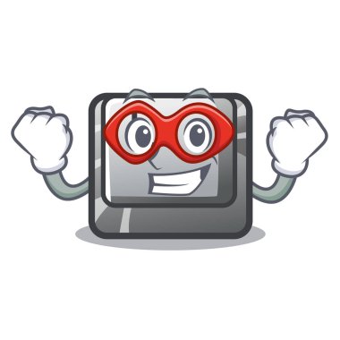 Süper kahraman düğmesi L maskot şeklinde