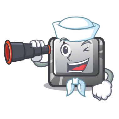 Karikatür izole dürbün düğmesi L ile Denizci