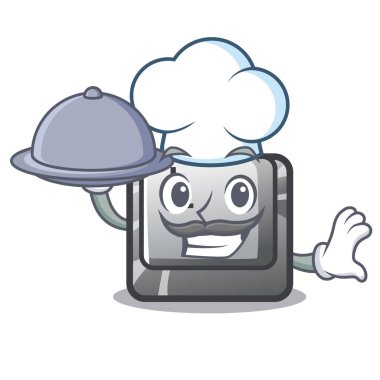 Yemek düğmesi l karikatür izole ile Şef