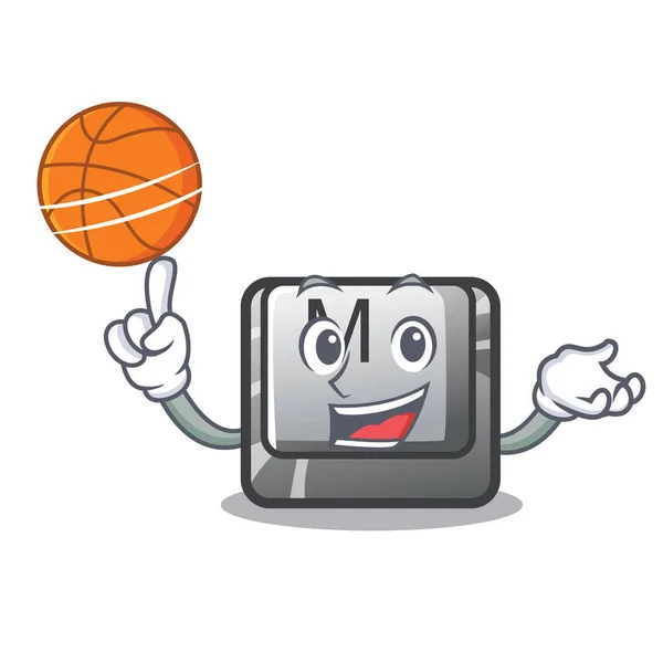 Con el botón de baloncesto M en una mascota del teclado — Vector de stock