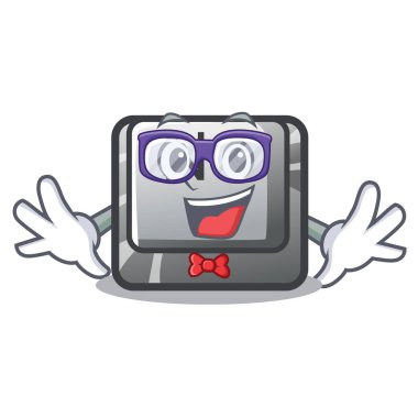 Geek düğmesi N karikatür ile izole