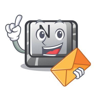 Zarf düğmesi ile N çizgi film ile izole