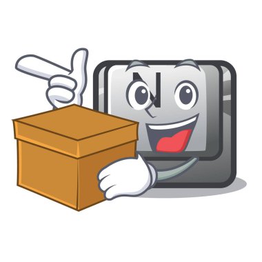 Kutu düğmesi N ile karikatür ile izole