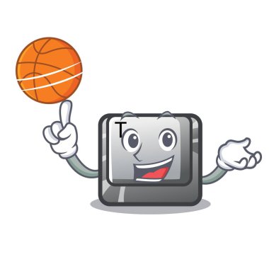 Çizgi filmde T ile izole edilmiş basketbol düğmesi