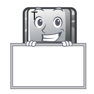 Tahta düğmesi ile sırıtarak T karikatür izole