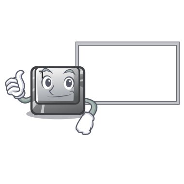 Çizgi filmde izole edilmiş pano düğmesi T ile başparmak