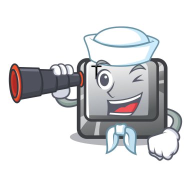 Klavye karikatür dürbün düğmesi T ile Denizci