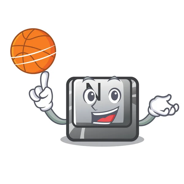 Con el botón de baloncesto N en un personaje del juego — Vector de stock