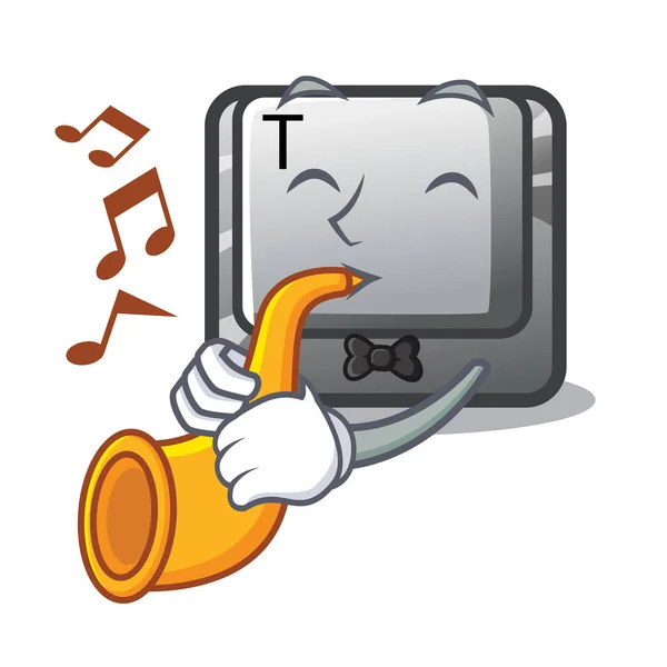 Com o botão de trompete T no desenho animado do teclado —  Vetores de Stock