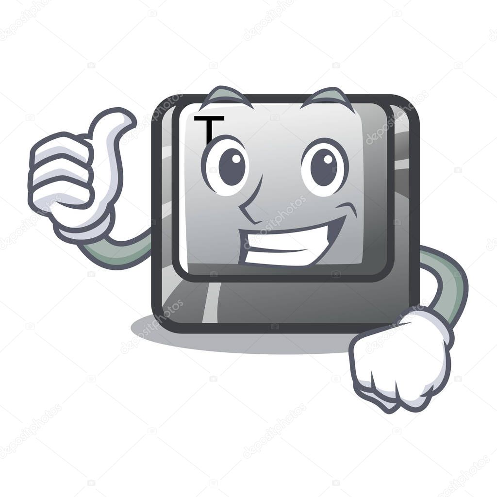 Thumbs up T button installed on character computer